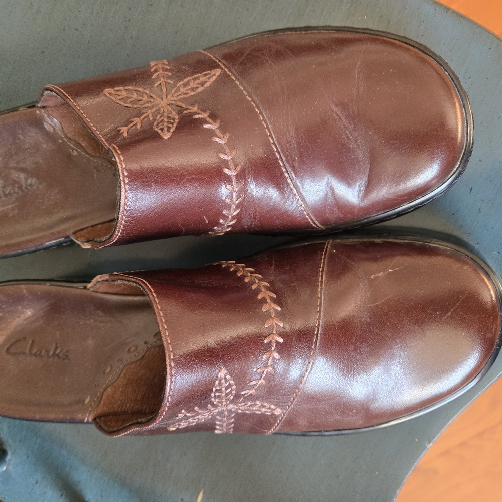Clarks Brown Leather Slip-On Shoes